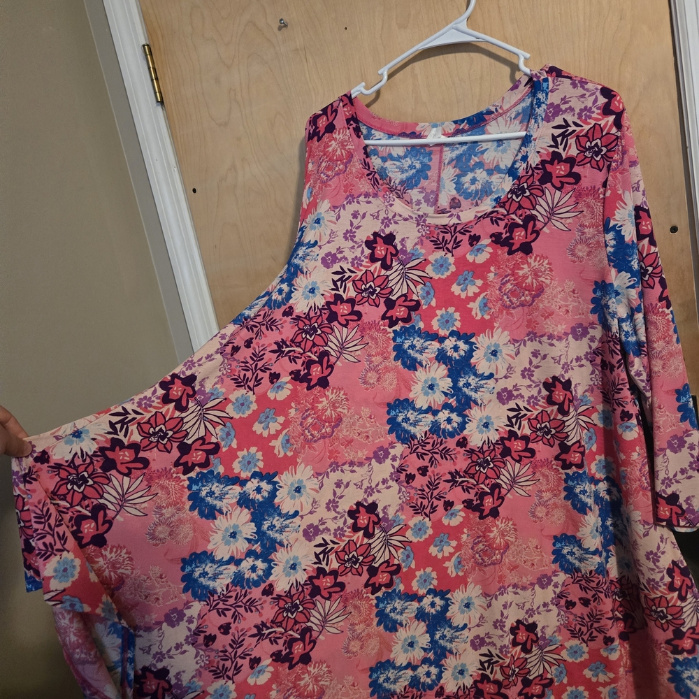 Floral Pink and Blue Women's Tunic